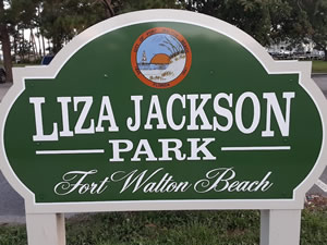 sign at liza jackson park